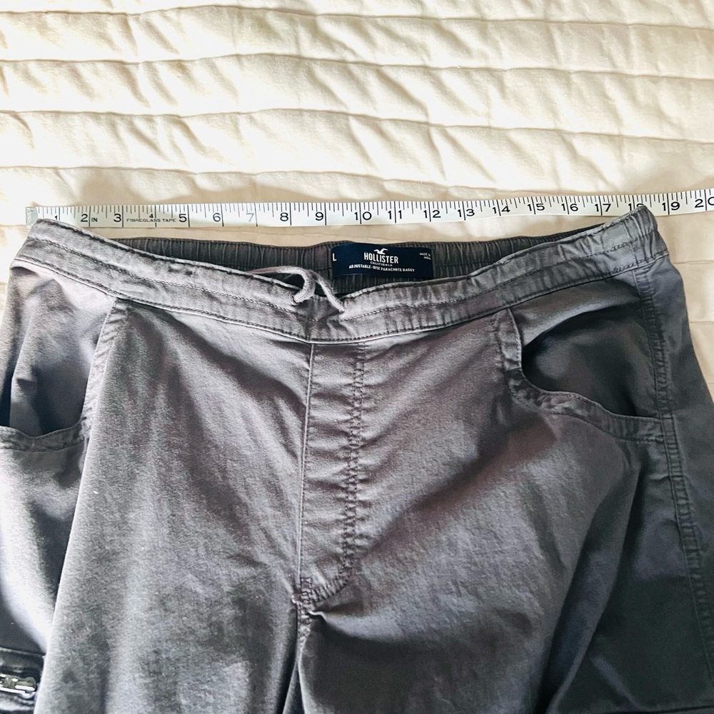 HOLLISTER Adjustable Rise Parachute Baggy Pants Gray Drawstring Women’s Large - Picture 12 of 12